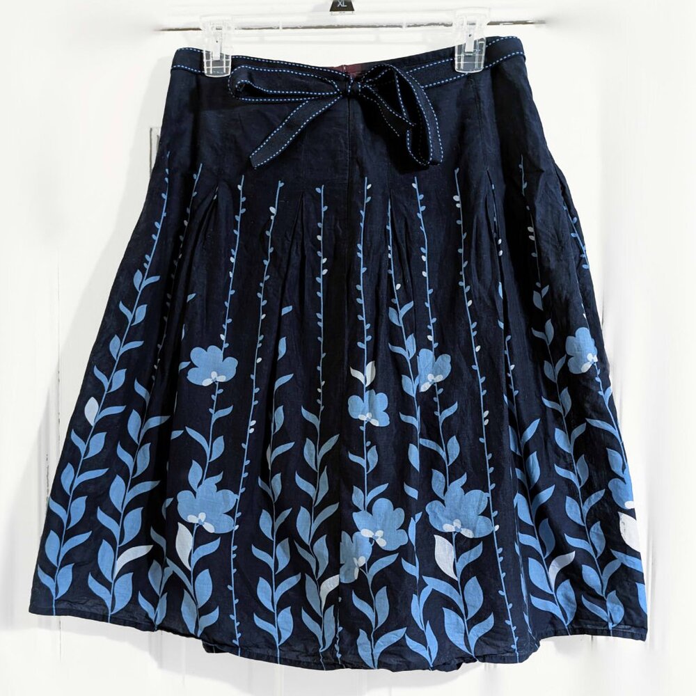 blue pleated floral midi skirt from apt. 9  size 10